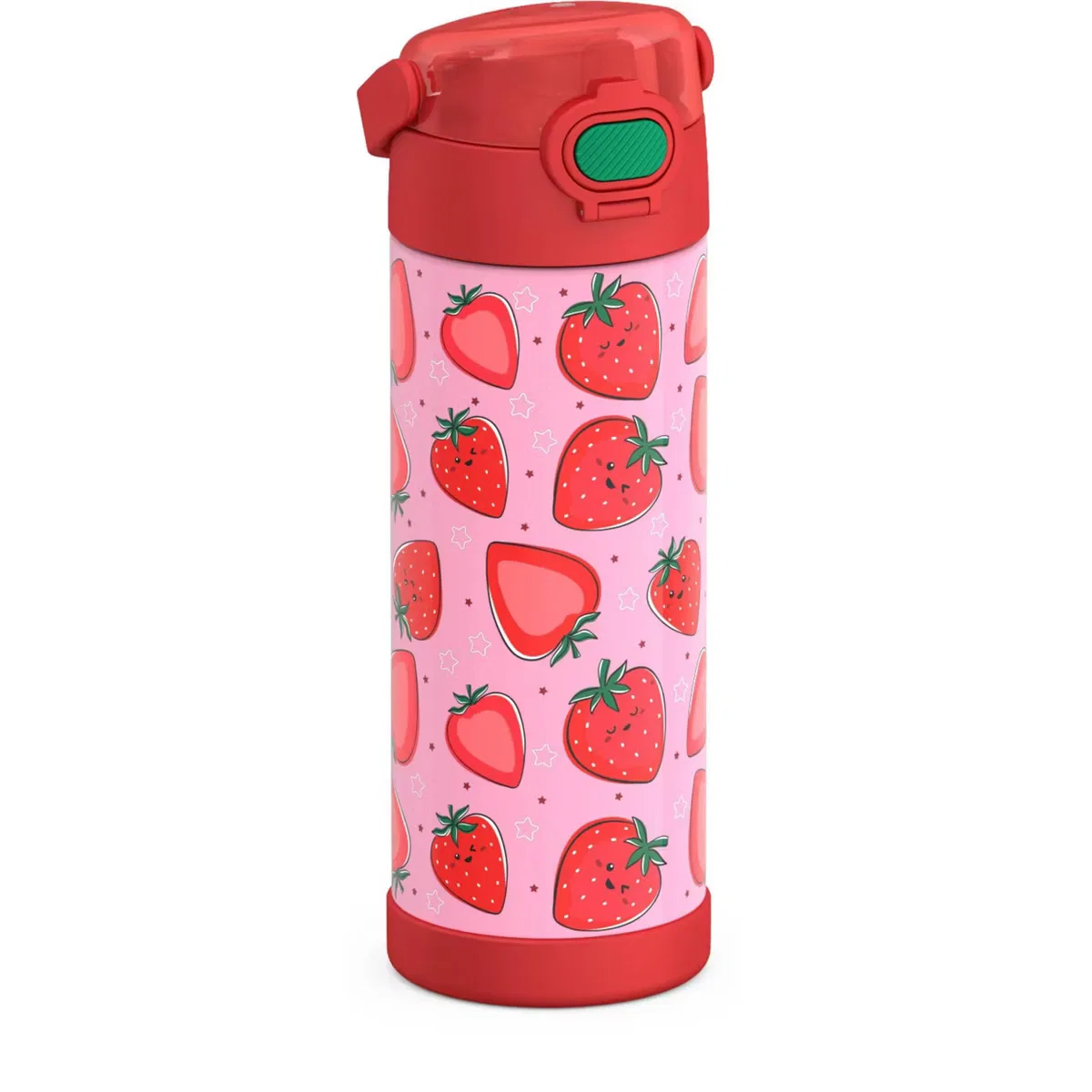 Детская бутылка для воды 470 мл с трубочкой и ручкой FUNtainer Strawberry Smiles Thermos, Strawberry Smiles — фото 4