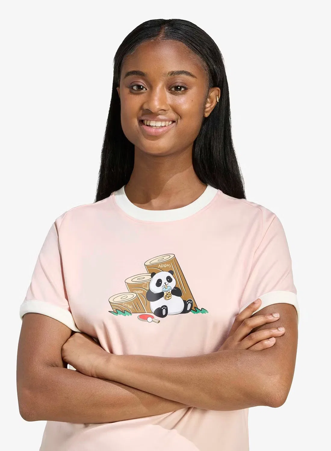 Футболка с принтом Panda chill graphic Adidas, голубой — фото 3
