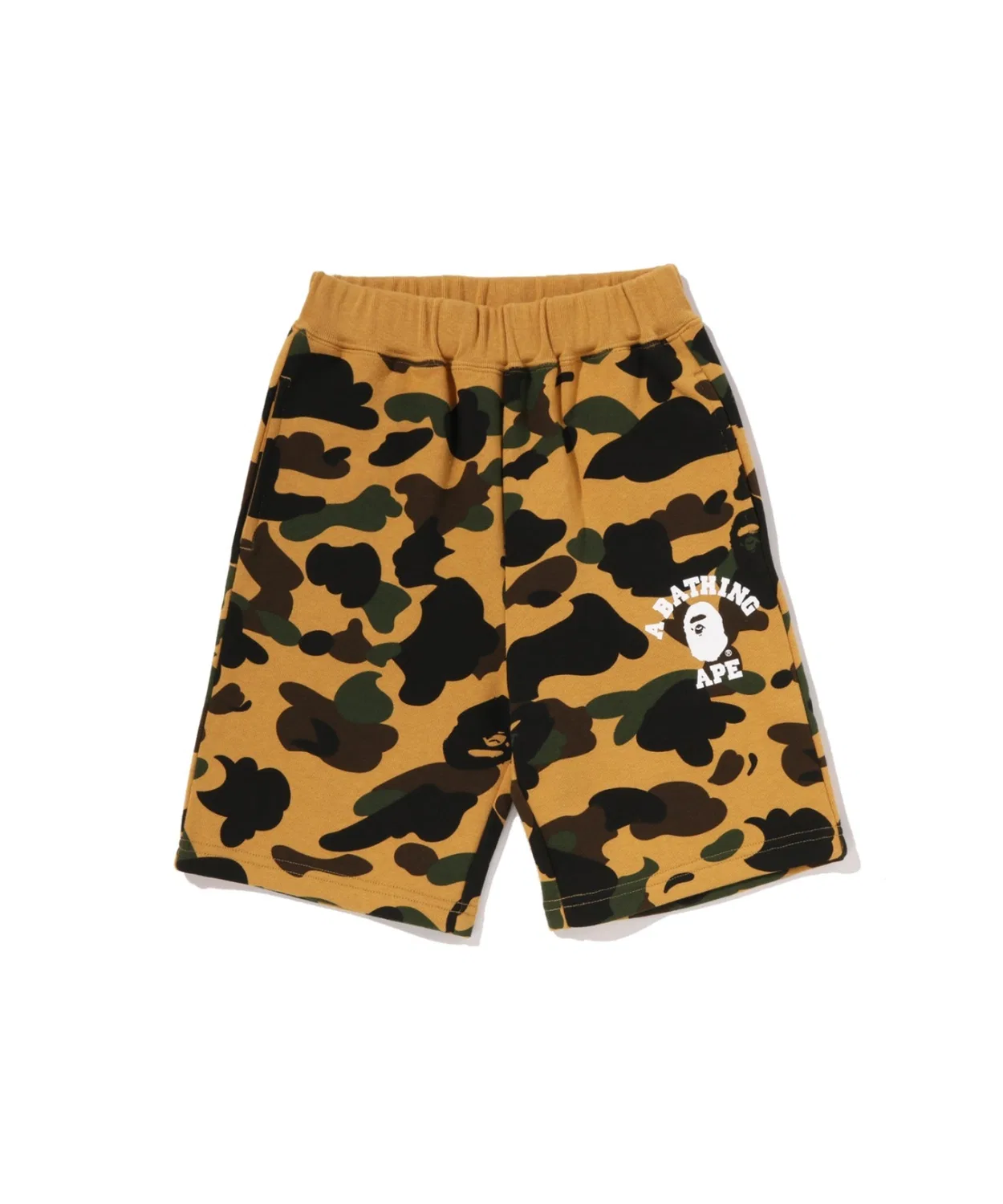 Детские спортивные шорты с принтом 1ST CAMO COLLEGE A BATHING APE, Yellow