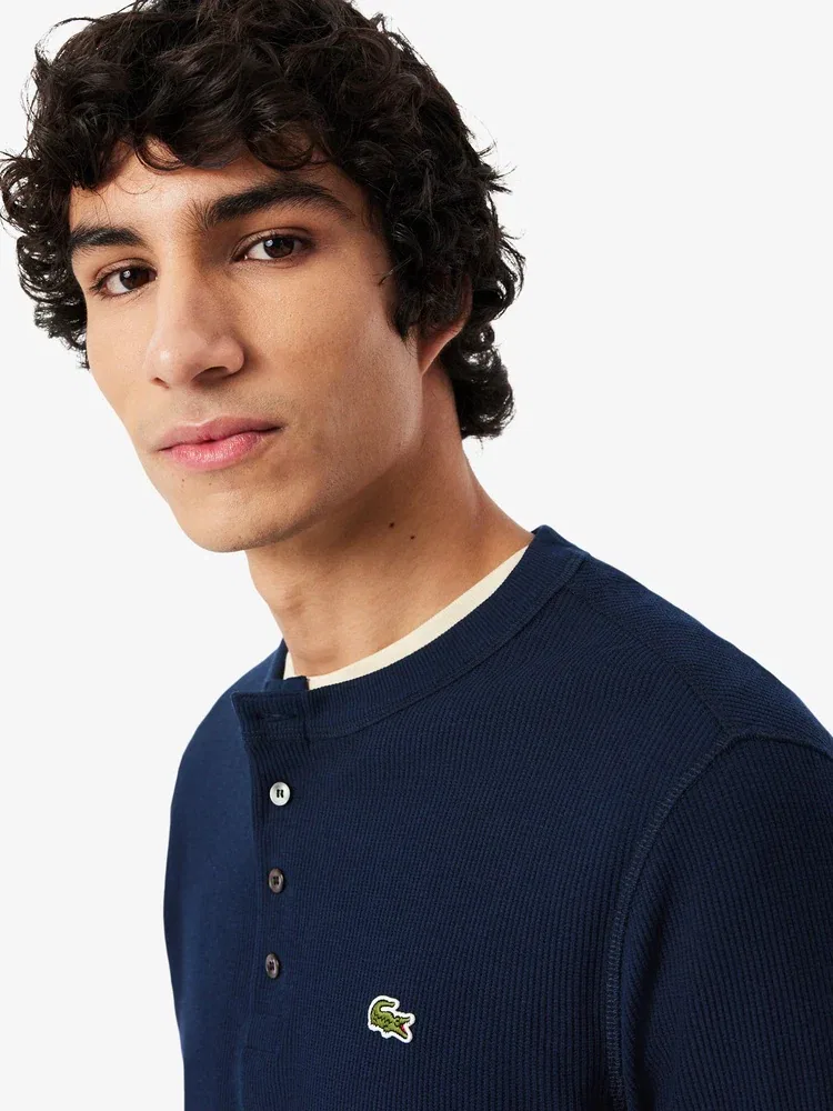 Футболка с длинным рукавом вафельная LACOSTE, Navy — фото 2