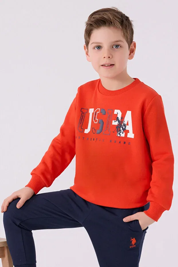 Детский спортивный комплект для мальчиков с принтом U.S. Polo Assn., Orange — фото 2