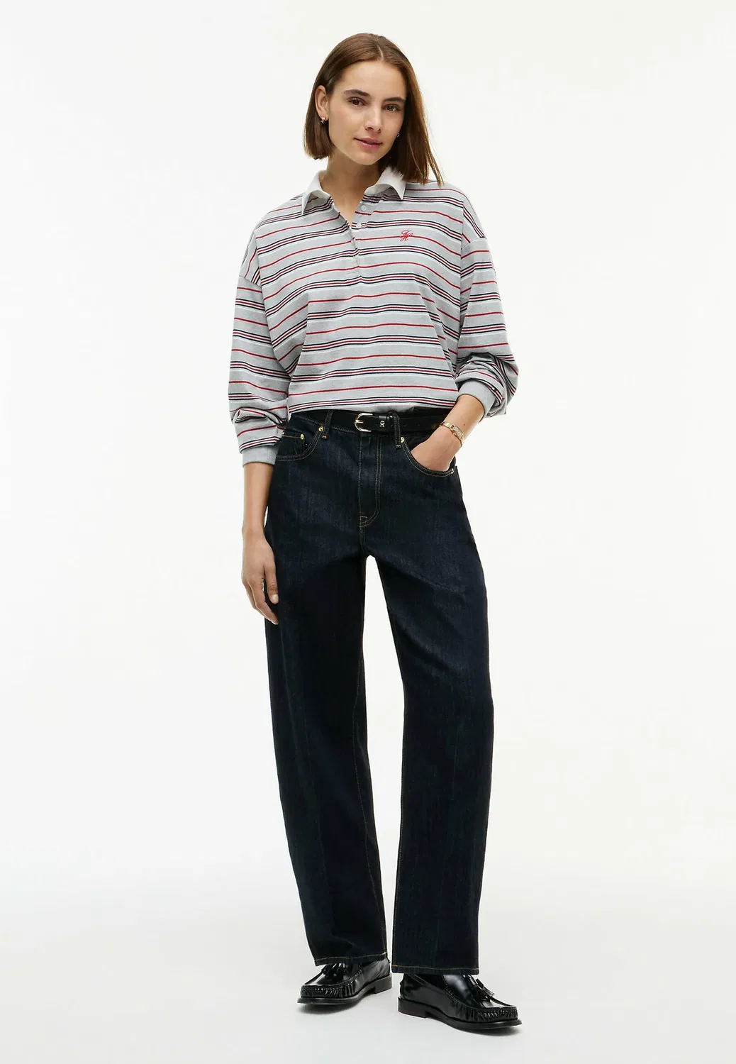 Толстовка-Поло Rugby stp ls - толстовка Tommy Hilfiger, Broken Stripe Light Grey Heather — фото 2