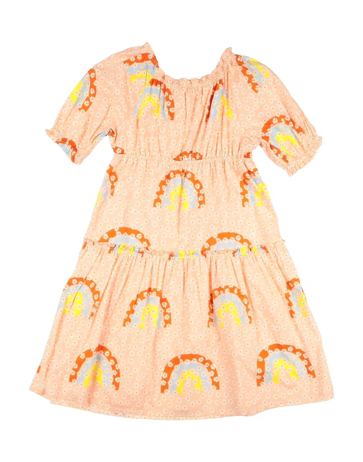 Детское платье для девочек с цветочным принтом Stella Mccartney Kids, лососево-розовый — фото 2