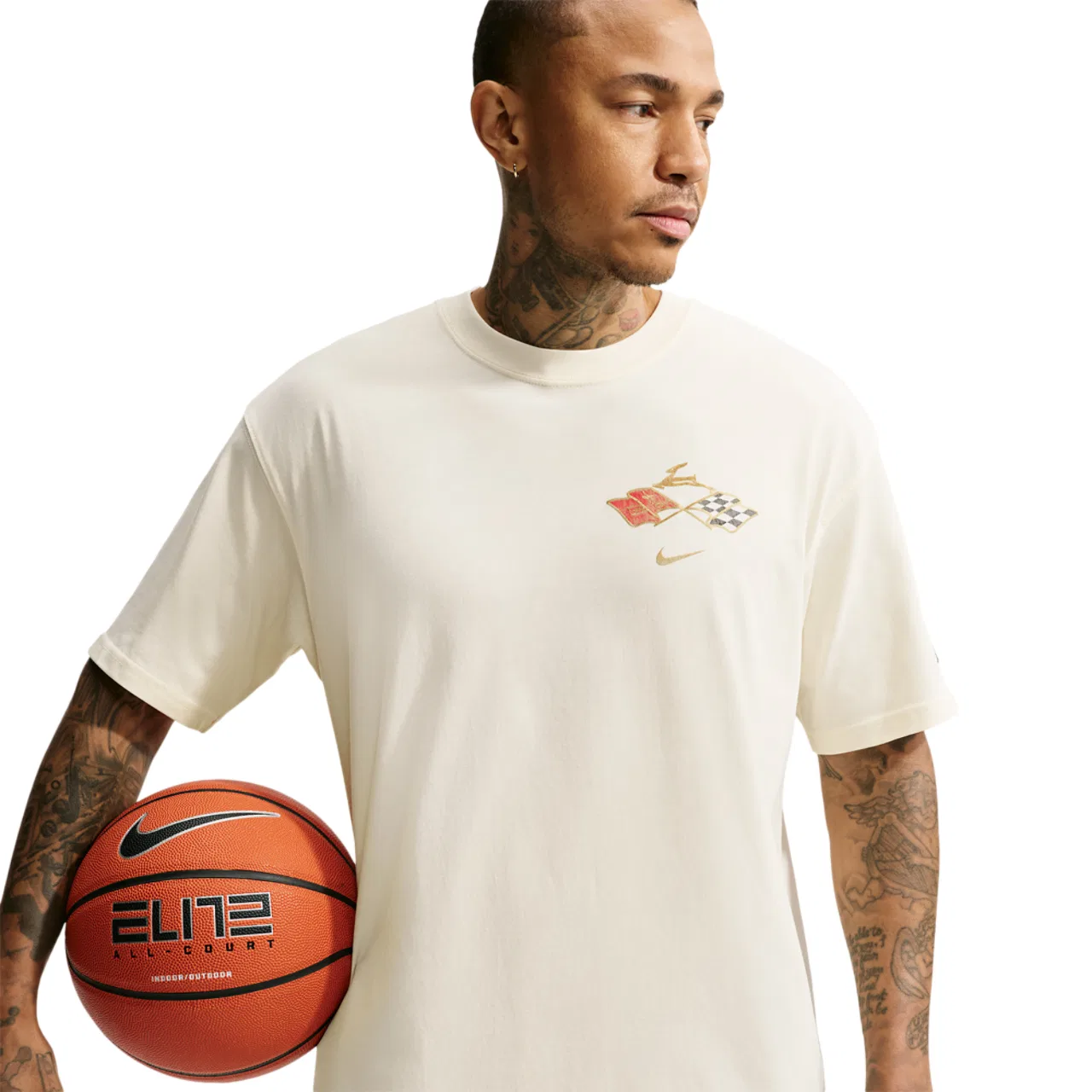 Мужская футболка с принтом DB Loose Chevy Impala Nike, White