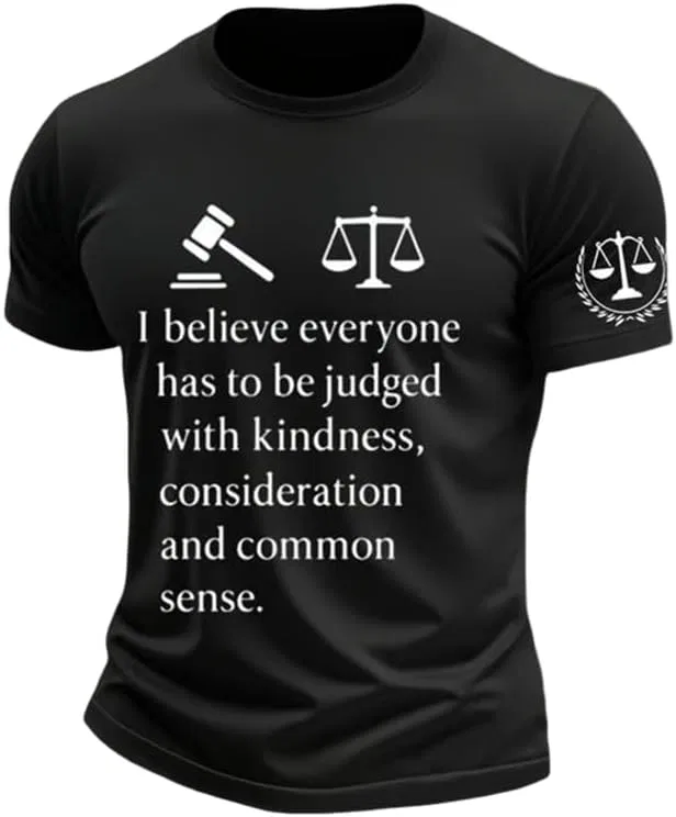 Мужская футболка с принтом I Believe Everyone Has to Be Judged with Kindness, Black