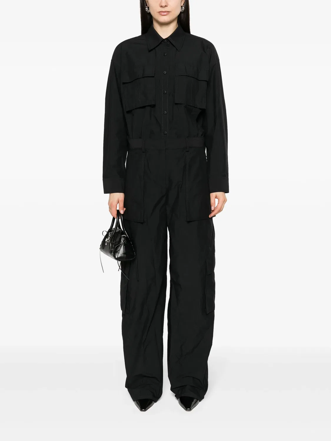 Комбинезон с кнопками из рипстопа Alexander Wang, черный — фото 3