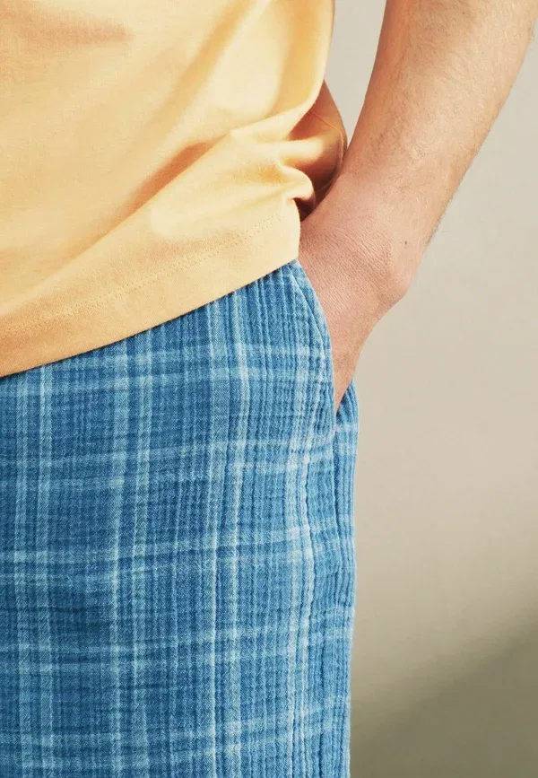 Пижамный комплект хлопковый Regular fit - check short sleeve set Next Orange, синий/оранжевый — фото 2