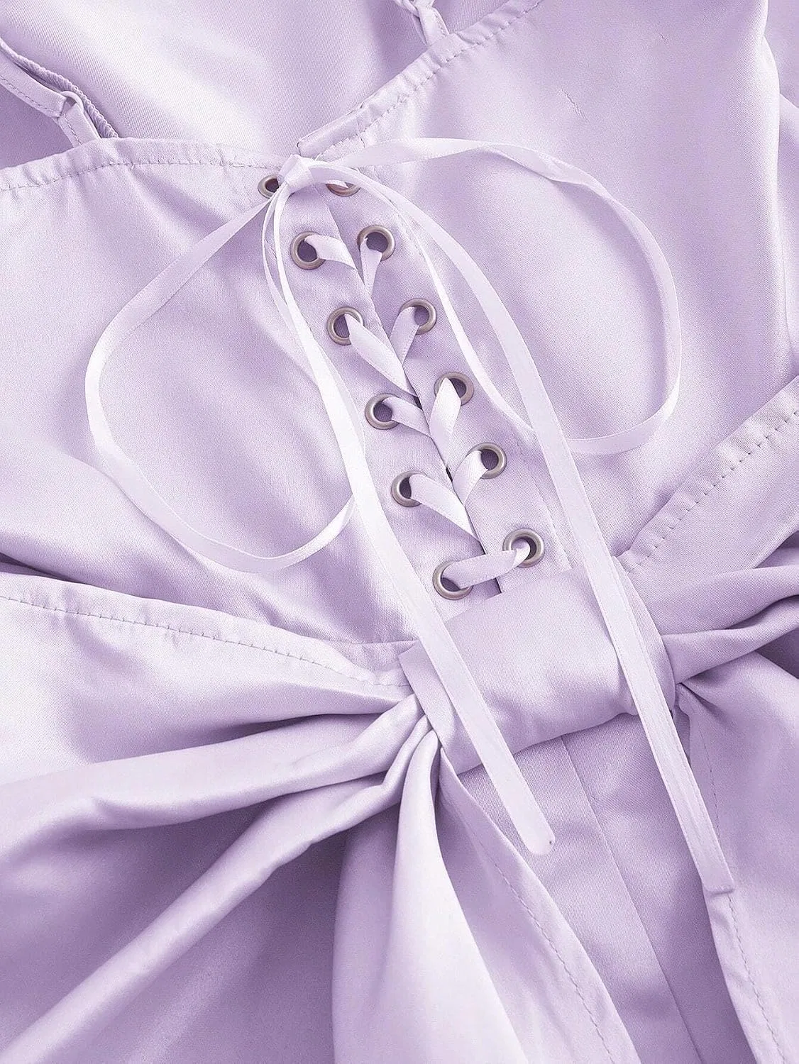 Женское элегантное платье-комбинация с открытой спиной и вырезами, Lilac Purple — фото 4