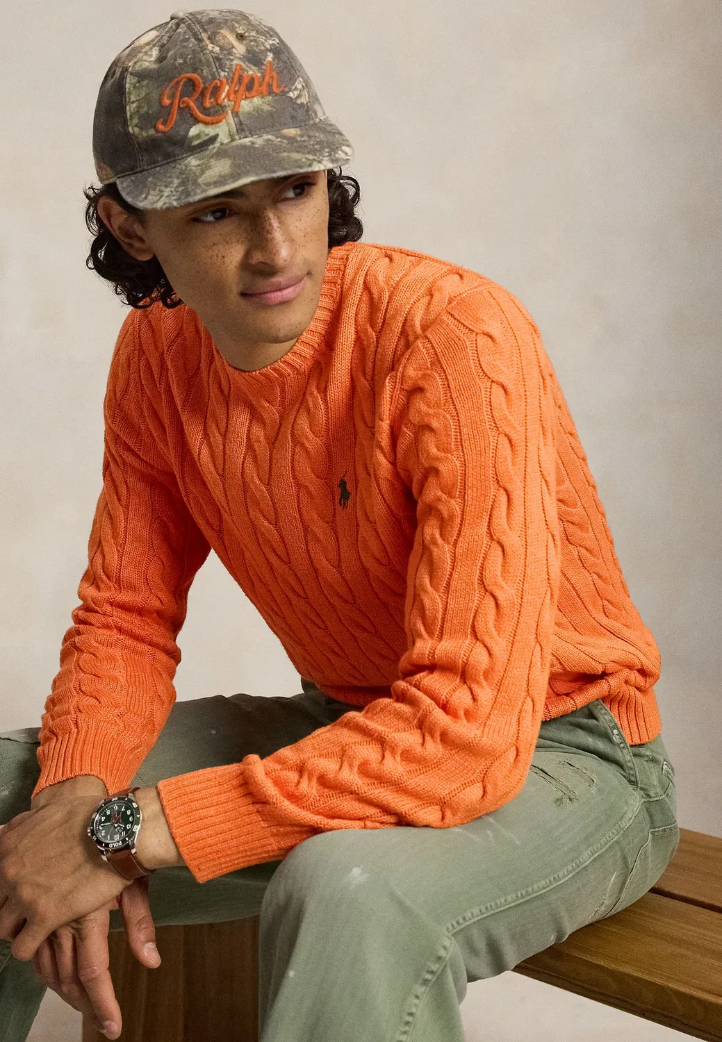 Хлопковый свитер крупной вязки - джемпер Polo Ralph Lauren, Orange Jasper Heather