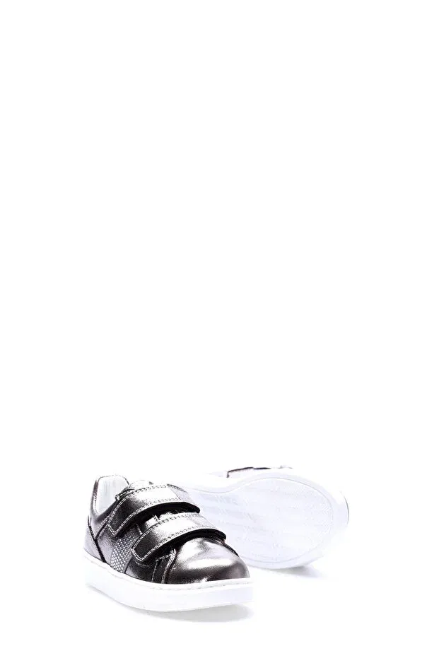 Детские кеды для девочек на липучке из натуральной кожи Mirgeshoes, Platinum — фото 2
