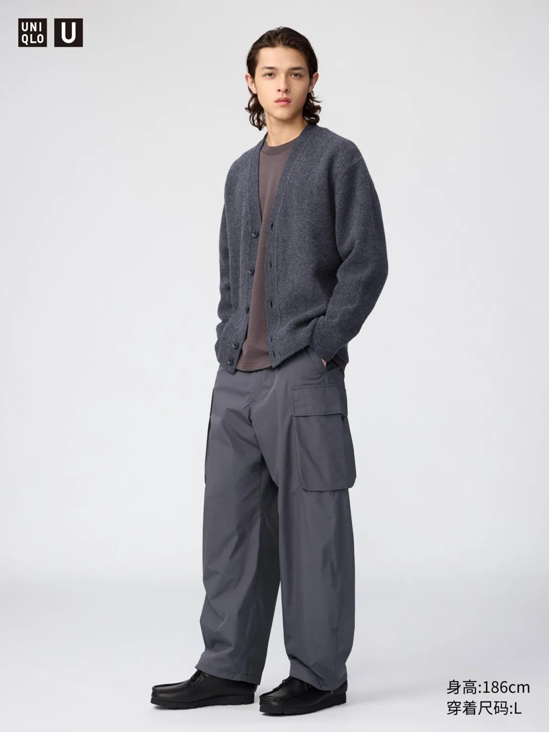 Брюки широкие карго Uniqlo, темно-зеленый — фото 2