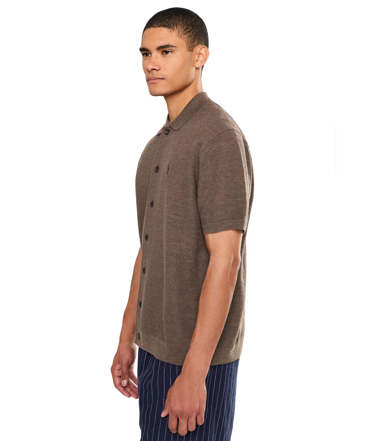 Кардиган с коротким рукавом из хлопка и льна Polo Ralph Lauren, Nutmeg Brown Heather — фото 3