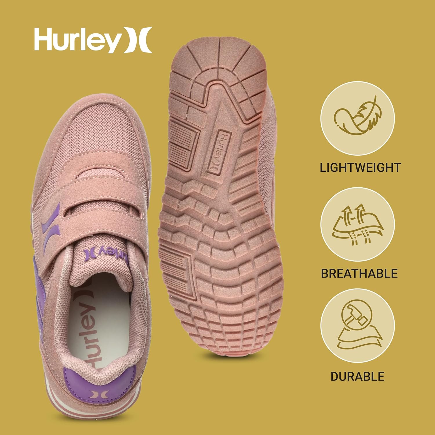 Детские кроссовки Hurley Kid's Knox для ходьбы - детские кроссовки с липучкой для легкого надевания, легкие обувь для бега и ходьбы для мальчиков и девочек, кроссовки для малышей, фиолетовый/лиловый — фото 2