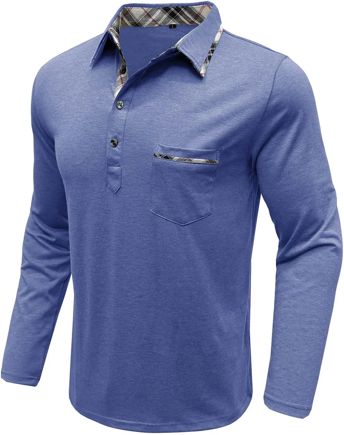 Мужская классическая футболка с длинным рукавом, Light Blue — фото 2