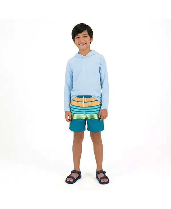 Детские шорты для плавания с принтом Stripe Comfort-Stretch Lined Boardshort Andy & Evan, Navy Stripe — фото 2