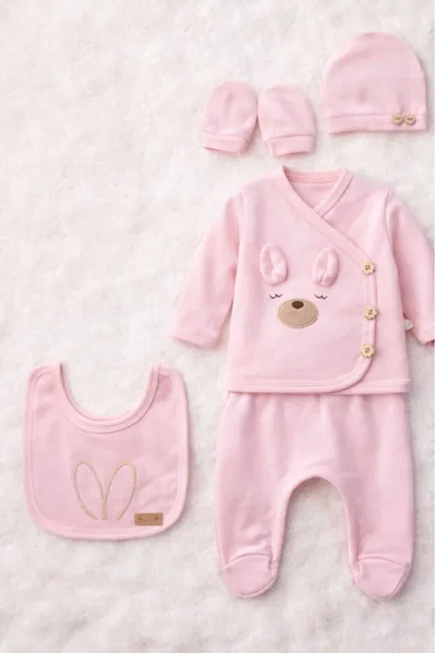 Детский комбинезон для девочек с принтом Eared Rabbit Bamoola, Pink — фото 3