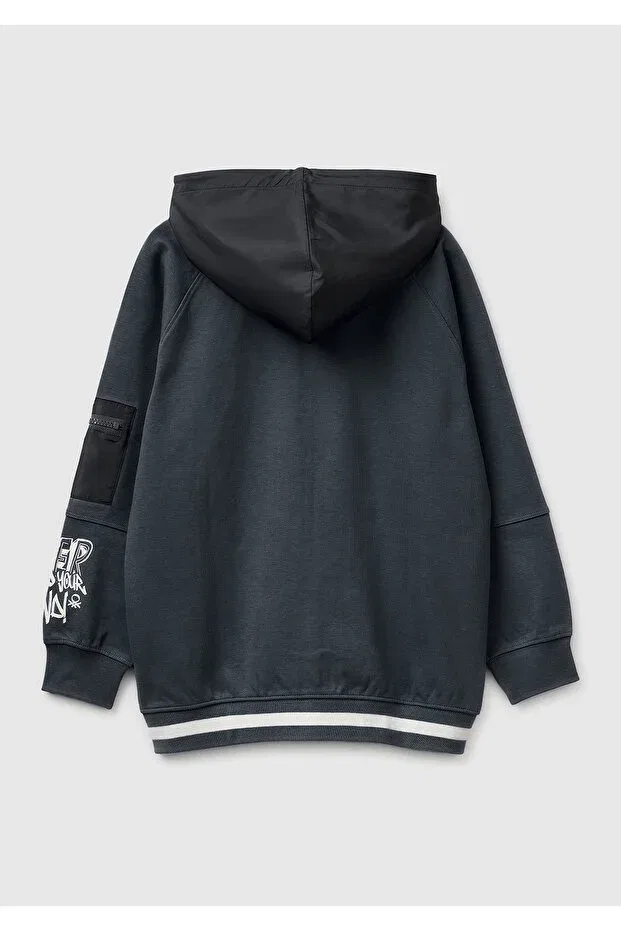 Детское худи для мальчиков с капюшоном United Colors Of Benetton, Anthracite — фото 2