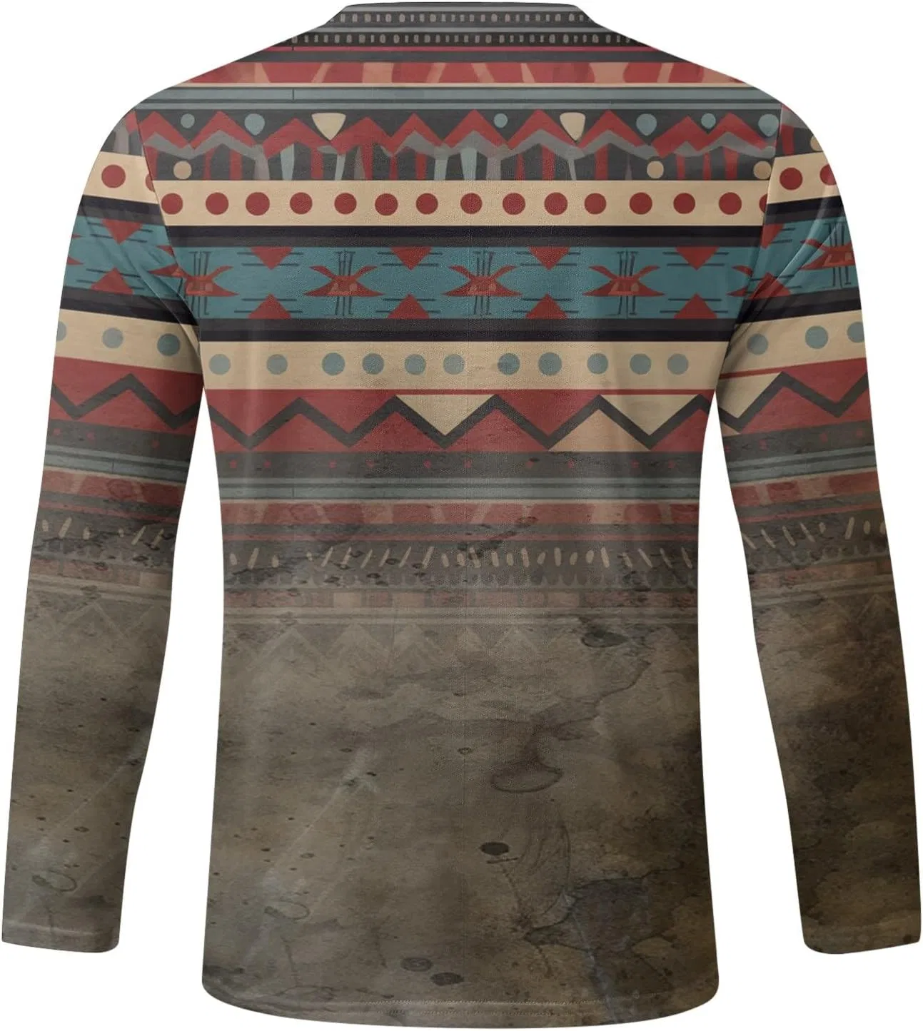 Мужская футболка с западным принтом Aztec Long Sleeve Crewneck, Z01_coffee — фото 3