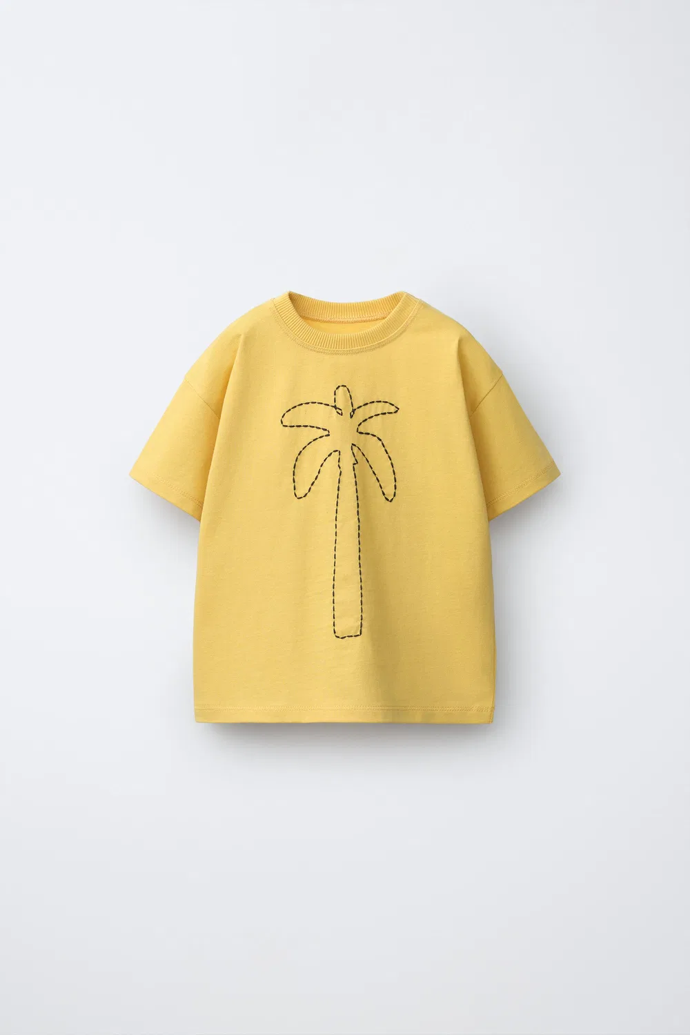 Футболка с вышитым изображением пальмы ZARA, Mid-Yellow