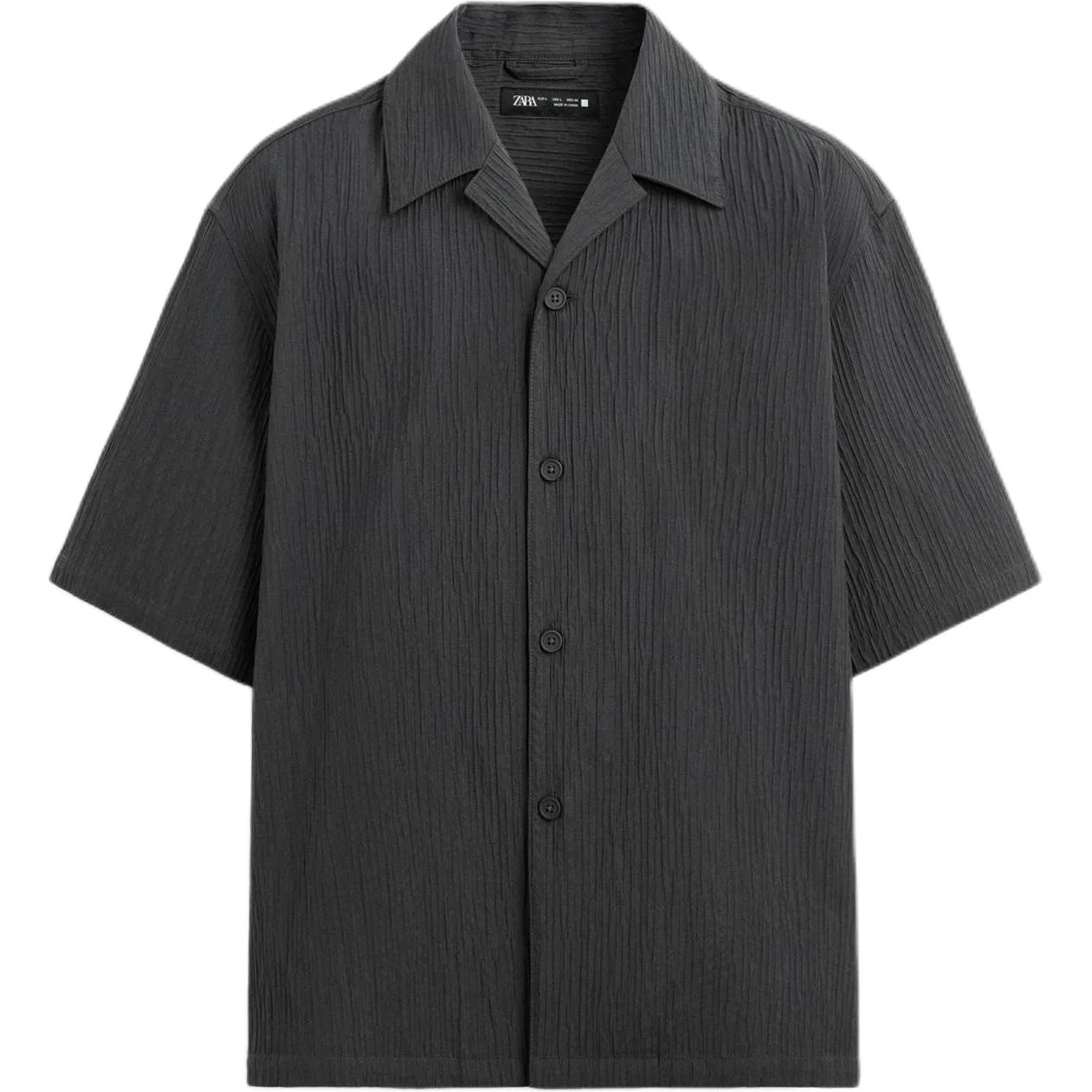 Мужская рубашка с отложным воротником ZARA, Coal Gray