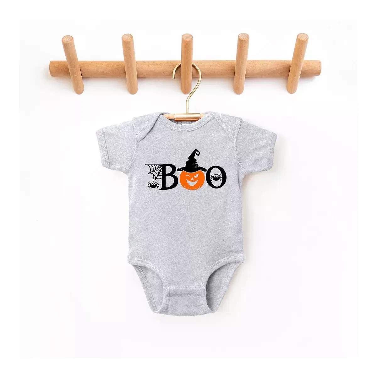 Детский боди с коротким рукавом Boo Pumpkin The Juniper Shop, Heather Grey