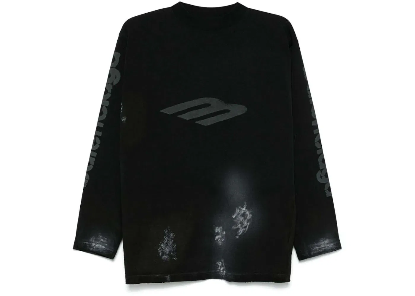 Мужская футболка с принтом Balenciaga 3B Stencil Vintage Jersey T-Shirt, Faded Black