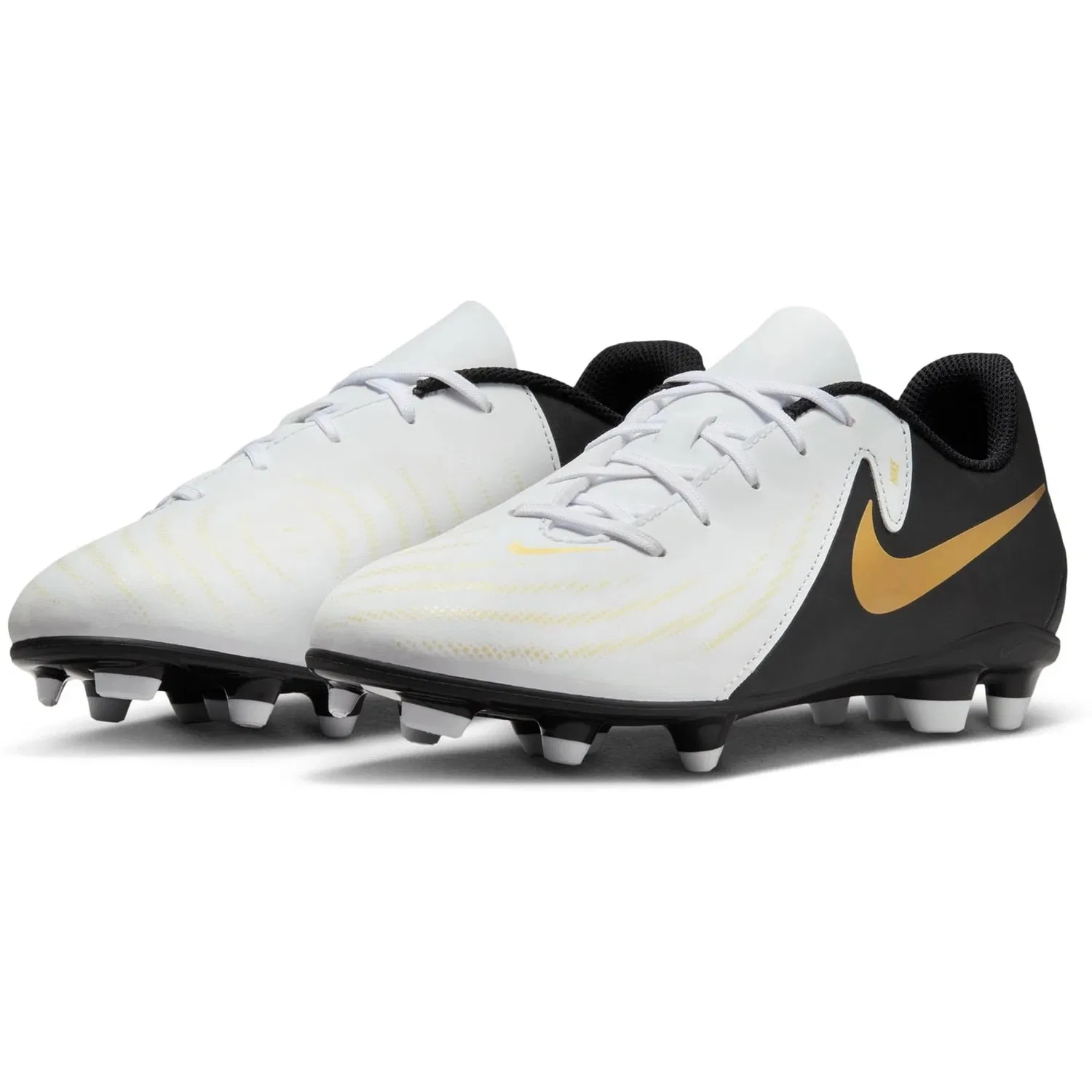 Детские бутсы для мальчиков с шипами NIKE Fd6722 NIKE, White Black Mtlc Gold Coin — фото 2