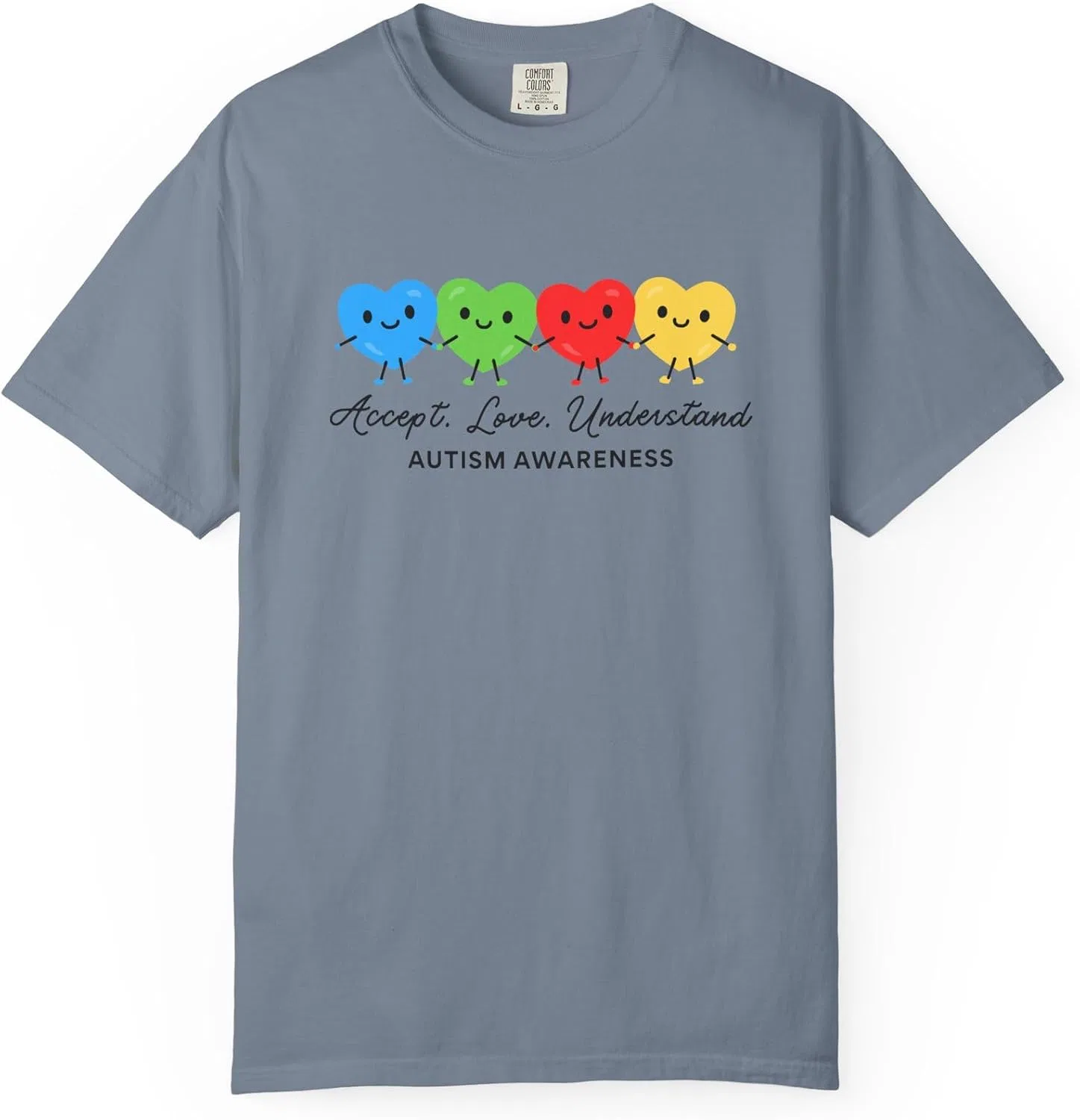 Женская футболка с принтом Accept Love Understand, Blue Jean