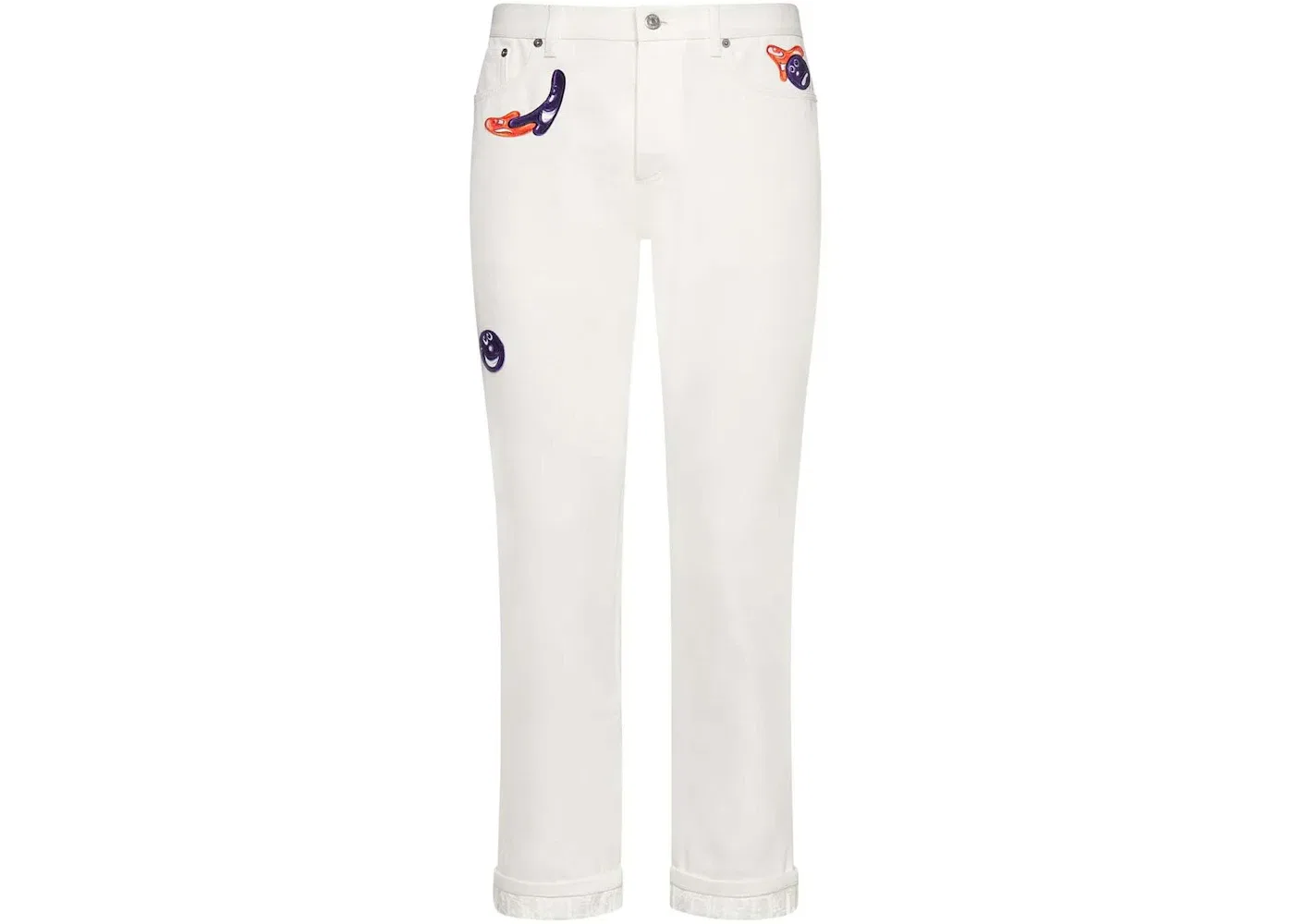 Мужские джинсы с принтом Dior x Kenny Scharf Logo Slim Fit Jean Dior, White