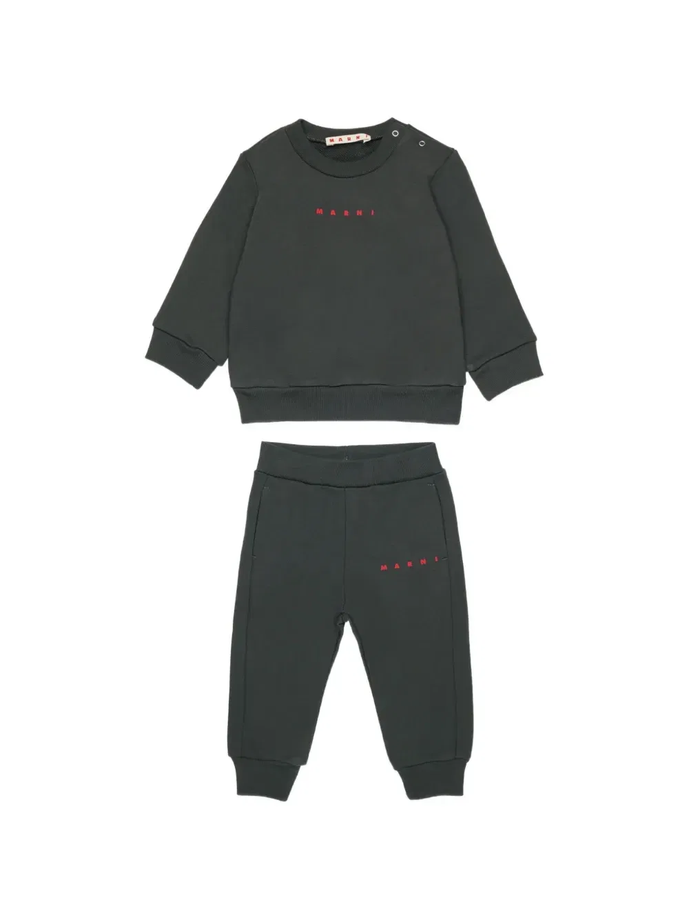 Хлопковый спортивный костюм с логотипом Marni Kids, черный