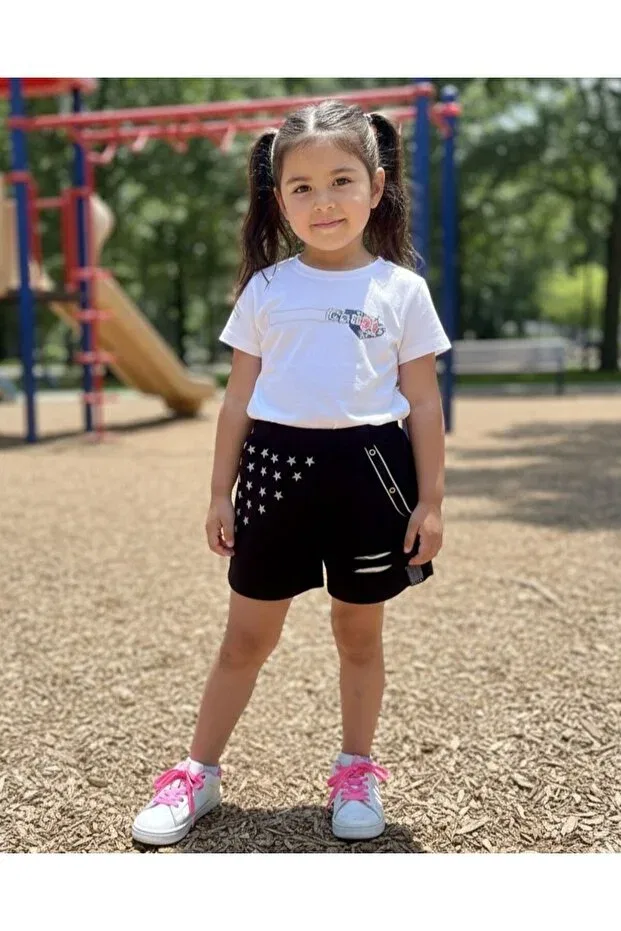 Детские шорты для девочек с принтом Star Patterned Babyhola, Black