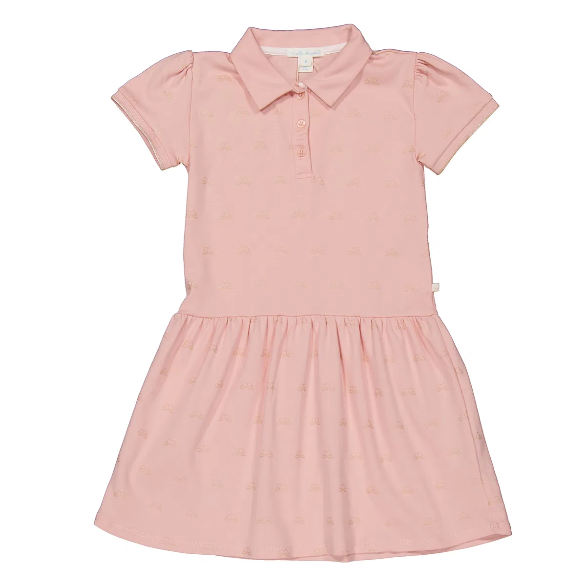 Платье с поло-воротником и коротким рукавом Kids Angel Wing Polo Collar Dress Marie Chantal, Pink