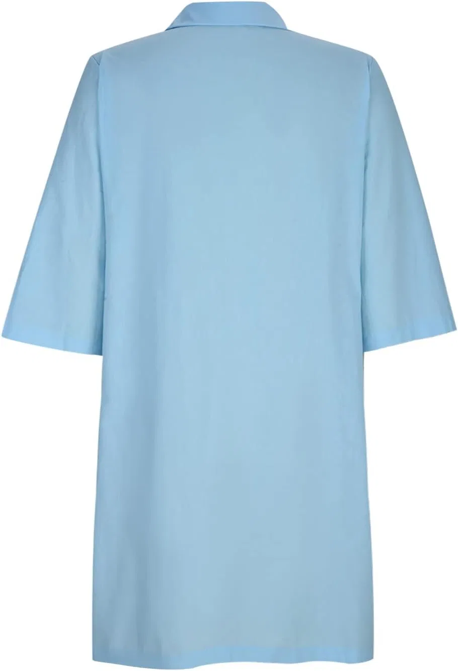 Женское летнее платье из льна с V-образным вырезом, Light Blue — фото 3