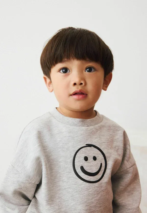 Костюм из футера с принтом Printed crew and joggers set Next, grey marl, серый — фото 2