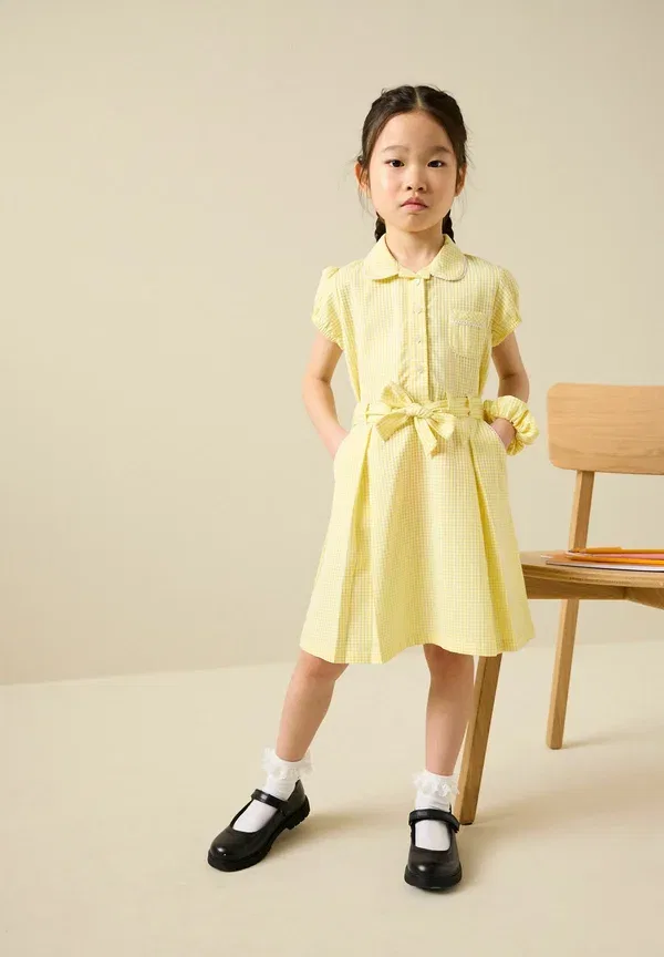 Платье хлопковое Gingham bow Next Yellow, желтый