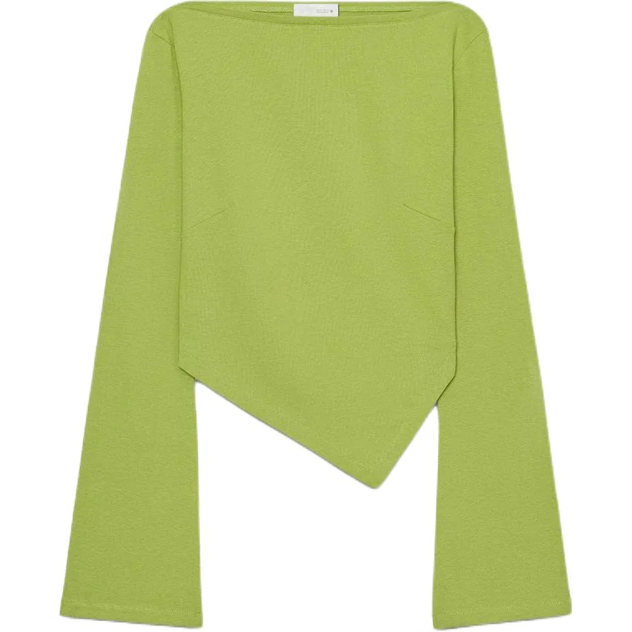 Женская футболка с лодочным вырезом Green ZARA, Green
