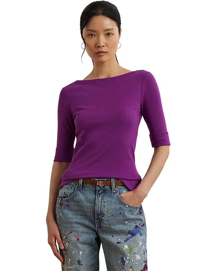 

Футболка Lauren Ralph Lauren Stretch Cotton Boatneck Tee, цвет Purple Dawn