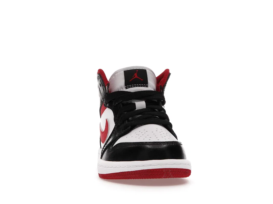 Детские кроссовки с кожаным верхом Jordan 1 Mid, White/Gym Red-Black — фото 2