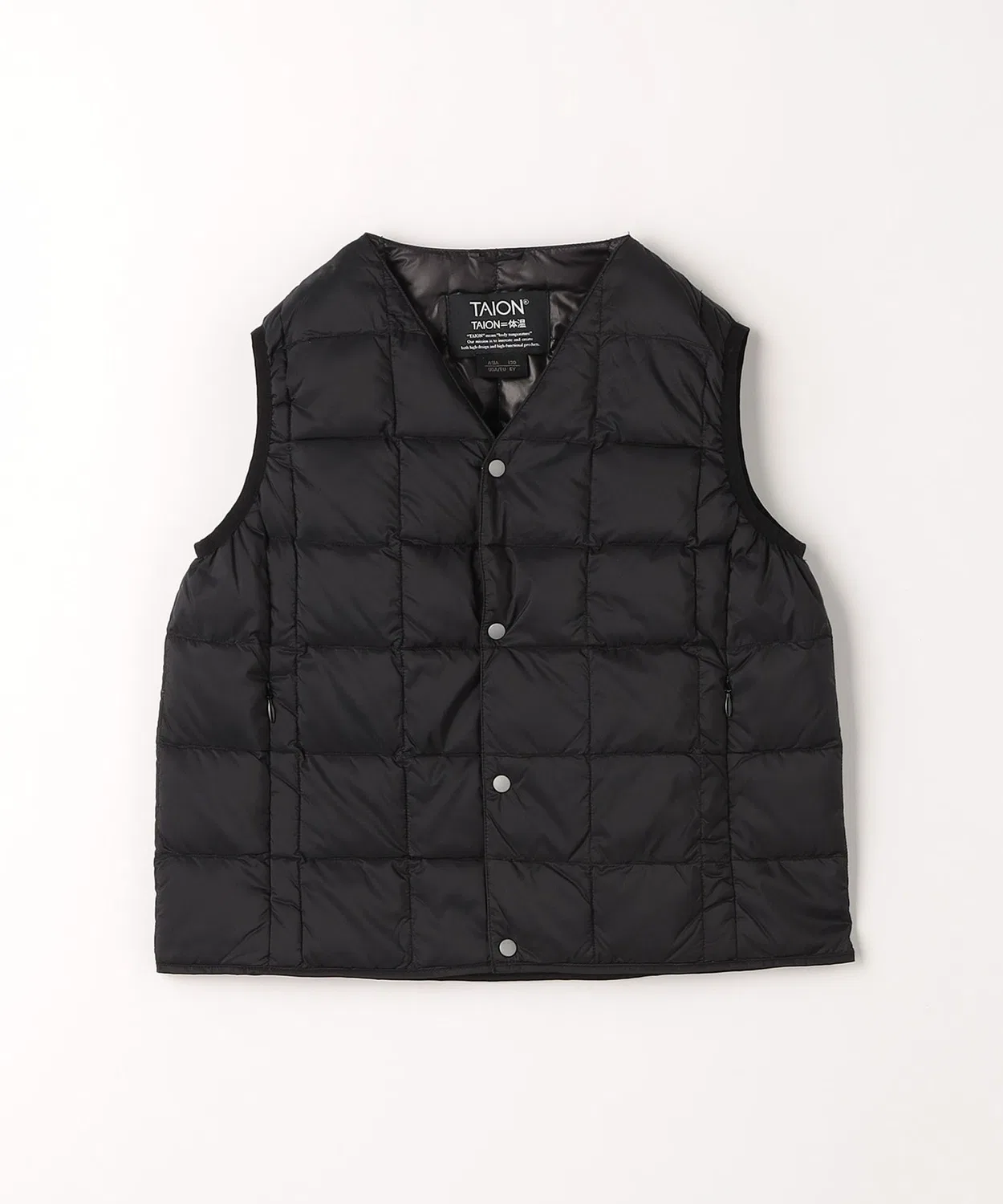 Детский жилет стеганый с V-образным вырезом TAION Basic V Neck Button Inner Down Vest, Black