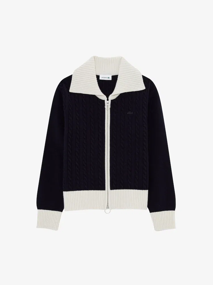 Кардиган LACOSTE HDE, кашемировый на молнии, бежевый — фото 4