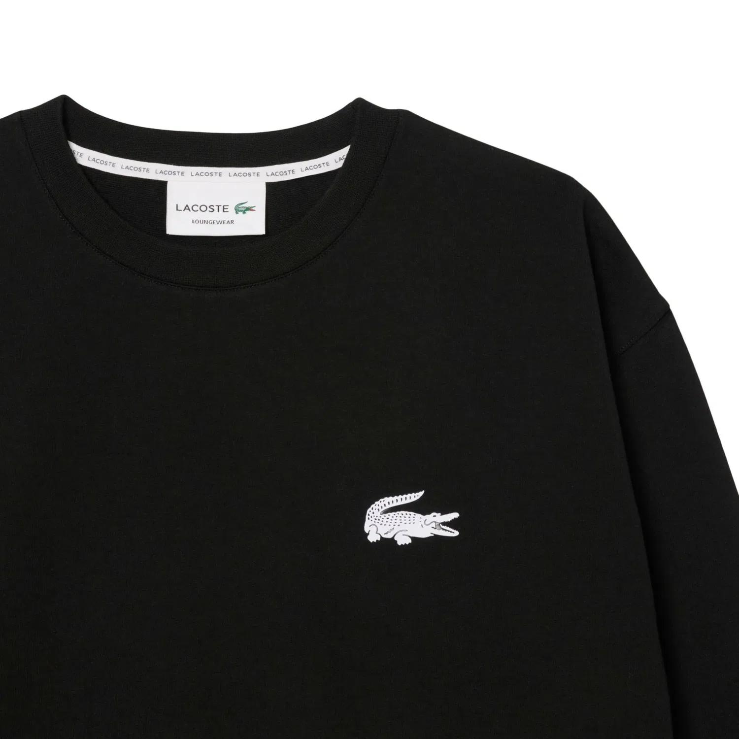 Свитшот женский Lacoste Schwarz/Weiß, с логотипом, черно-белый — фото 2