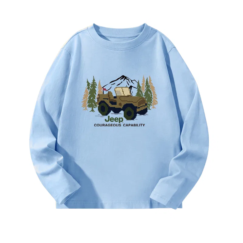 Детская футболка с коротким рукавом Jeep Blue/Square Car