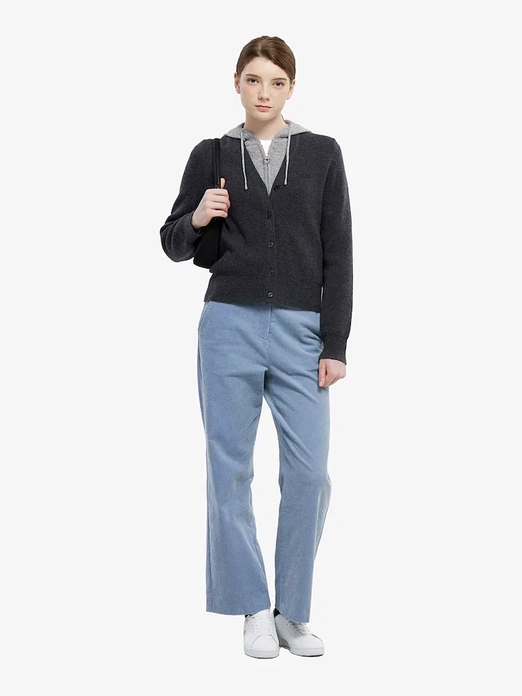 Штаны LACOSTE полуширокие вельветовые, Sky Blue