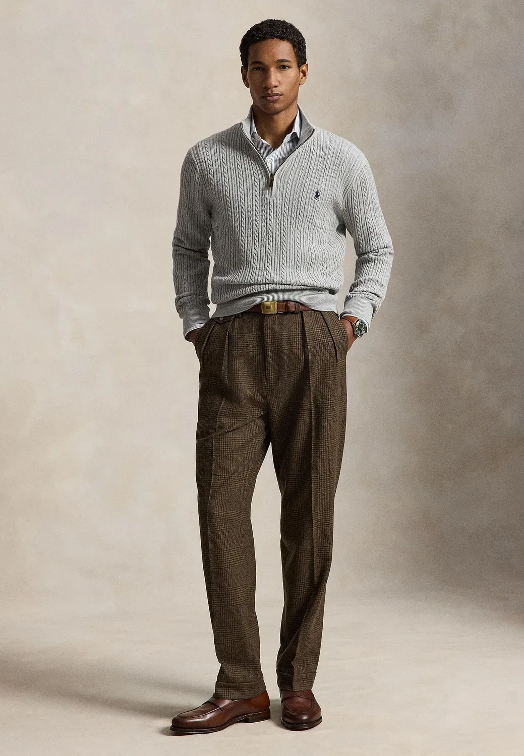 Хлопковый свитер с высоким воротником и косами Polo Ralph Lauren, Andover Heather — фото 2