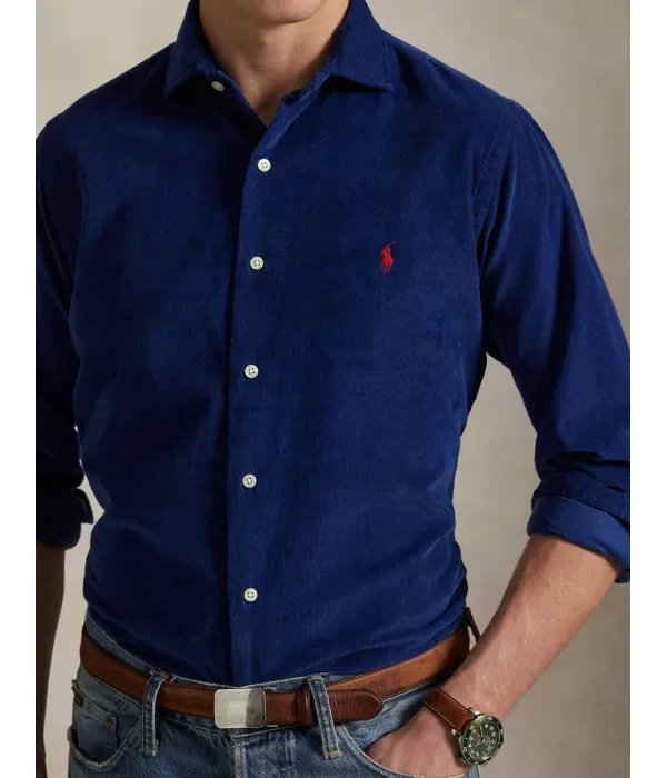 Вельветовая рубашка custom fit Polo Ralph Lauren, темно-синий — фото 4