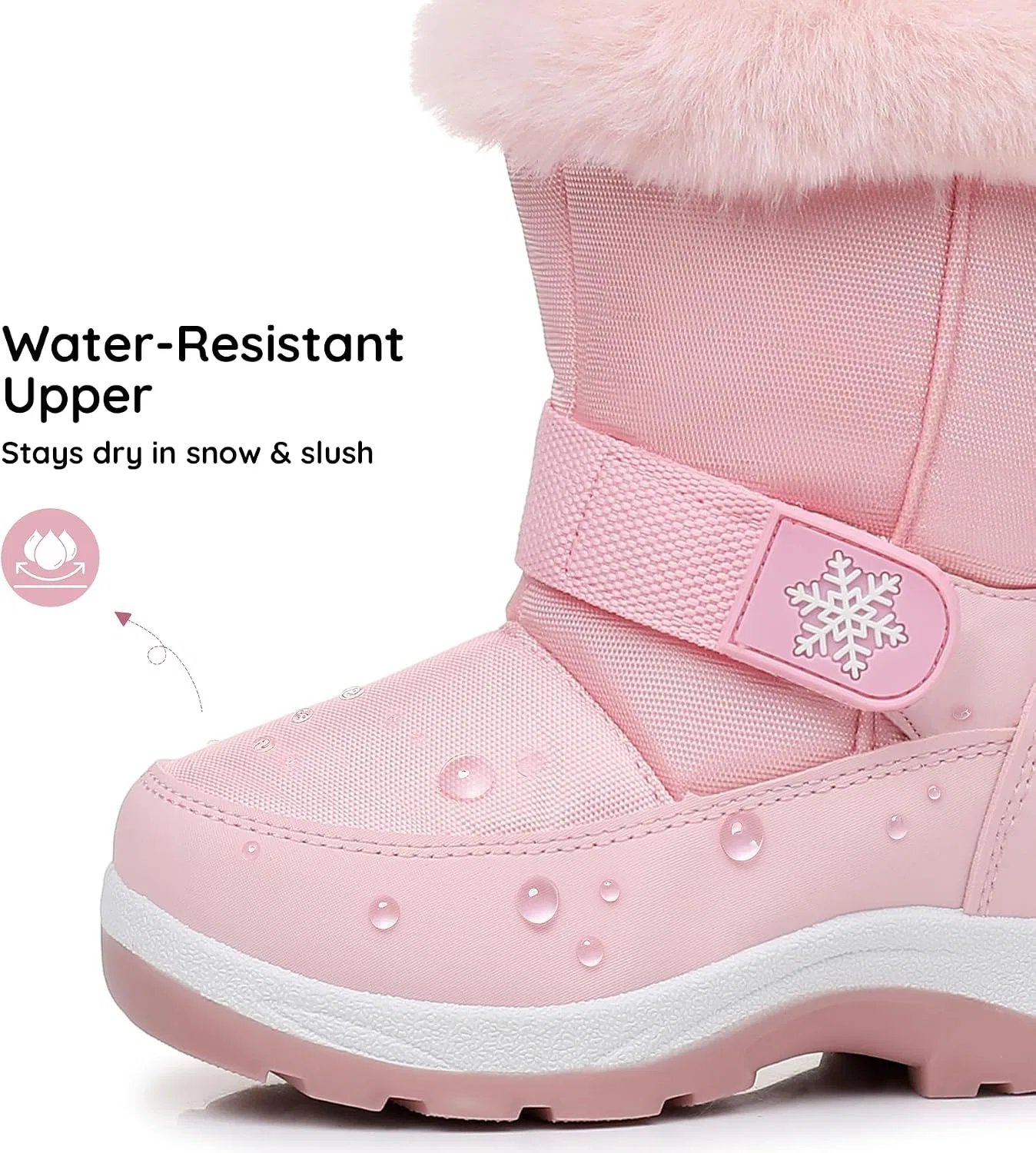Детские зимние ботинки для мальчиков и девочек, водонепроницаемые, Blikcon, Pink — фото 3