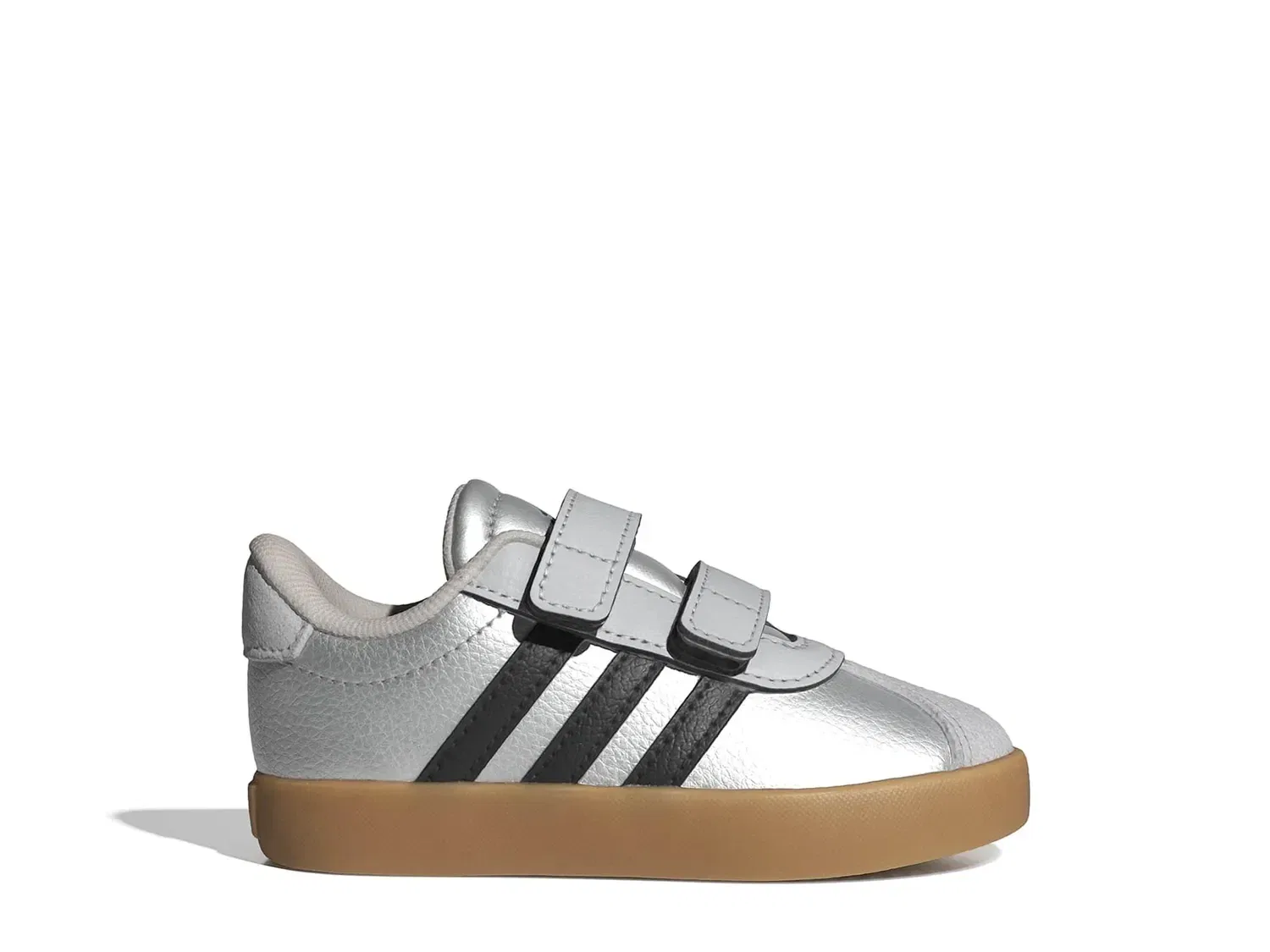 Кроссовки VL Court 3.0 для мальчиков, adidas, серебристый металлик — фото 2