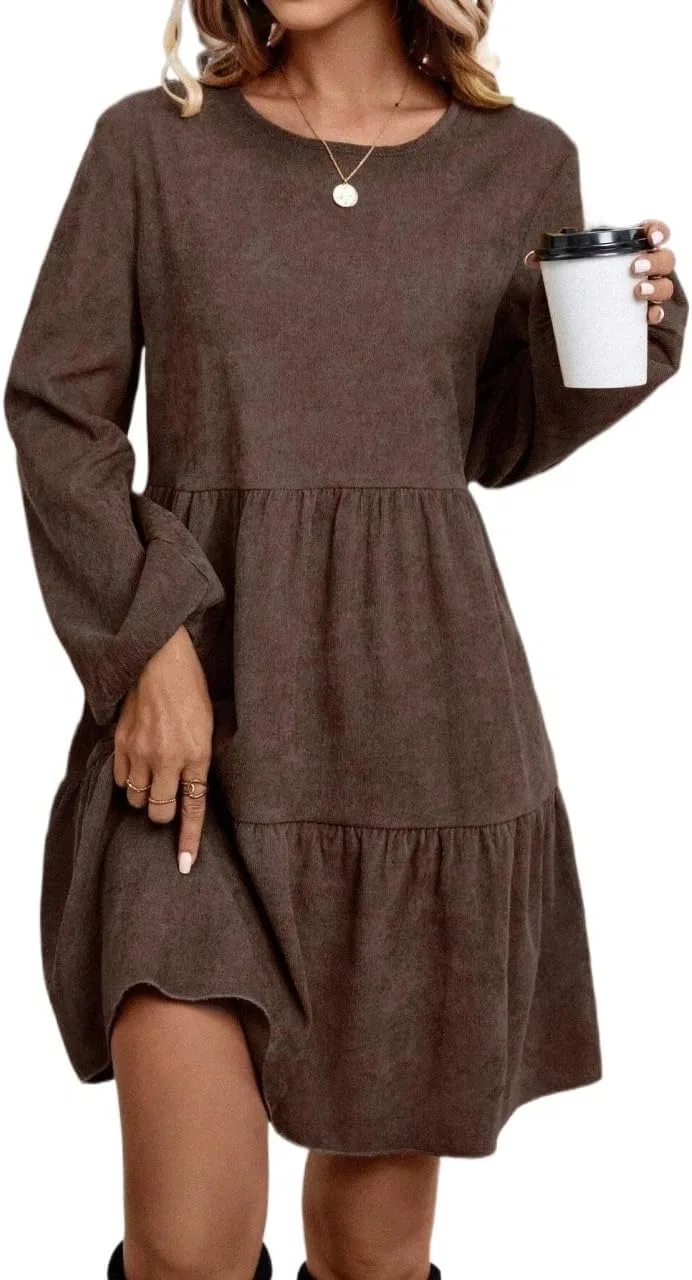 Женское свободное платье с воланами Generic, Brown