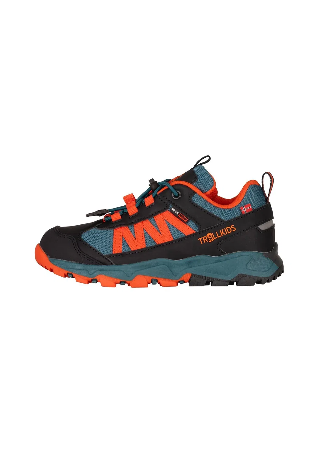 Детские низкие походные ботинки унисекс - походные ботинки Trollkids, Stormy Blue Flame Orange Black