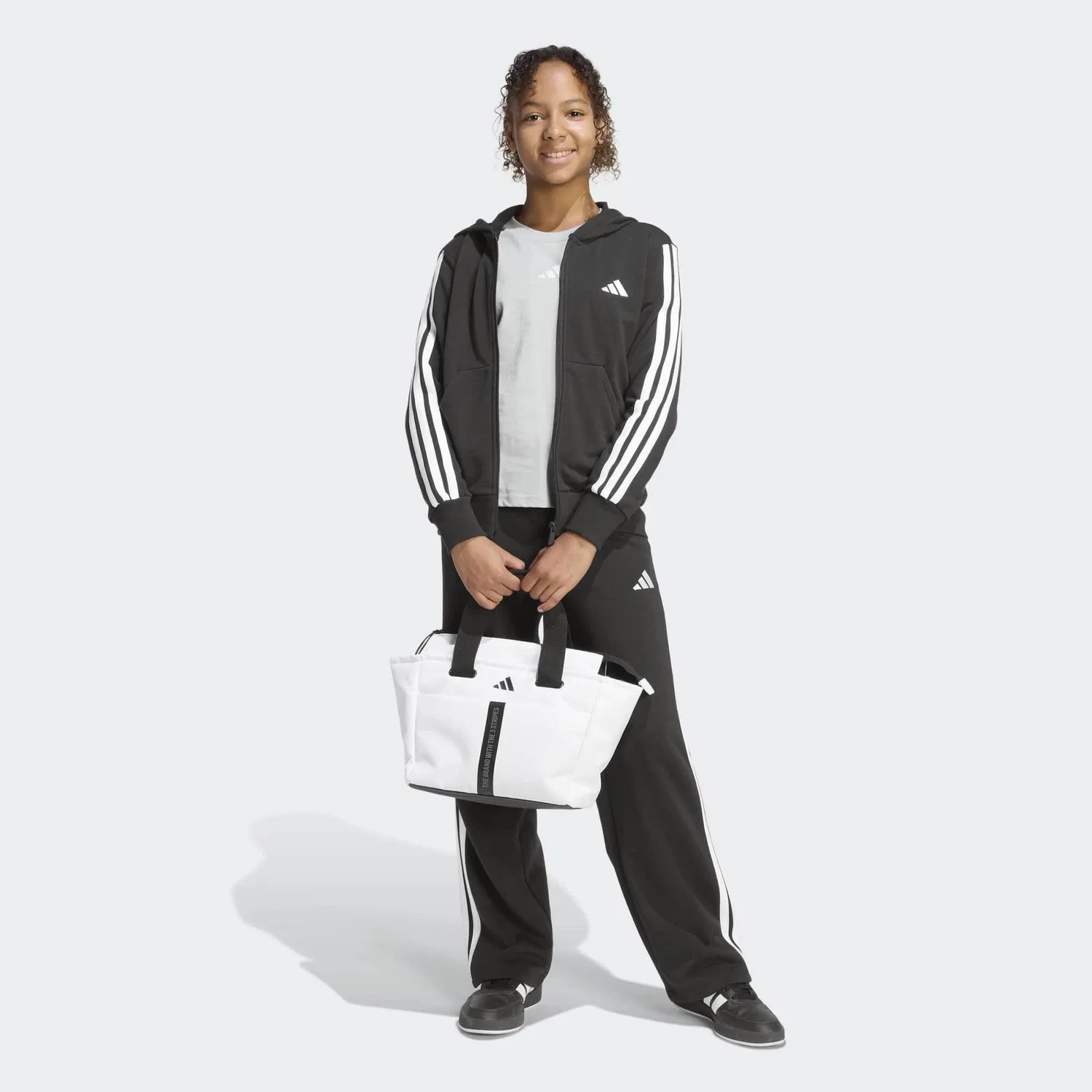 Детское худи из футера Adidas, Черный — фото 3